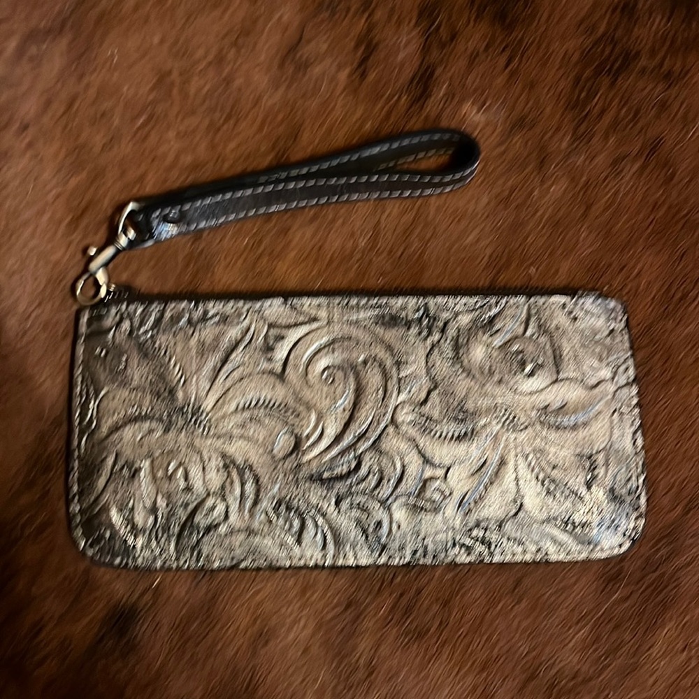 Patricia Nash St Croce distressed Gold Metallic Wristlet